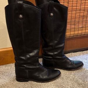 Frye Black Leather Boots with Silver Accent